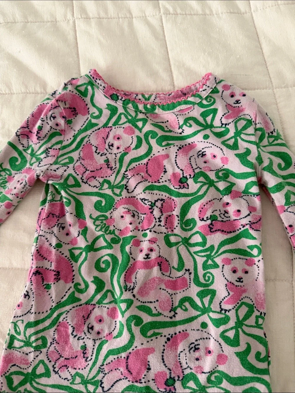 Lilly Pulitzer Pink and Green Panda Two Piece Pajamas Size 2T